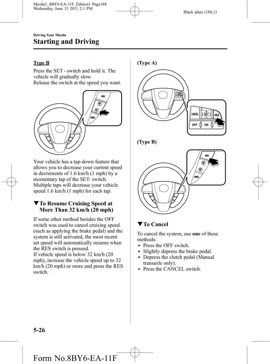 Mazda 3 II 2 owners manual / page 188