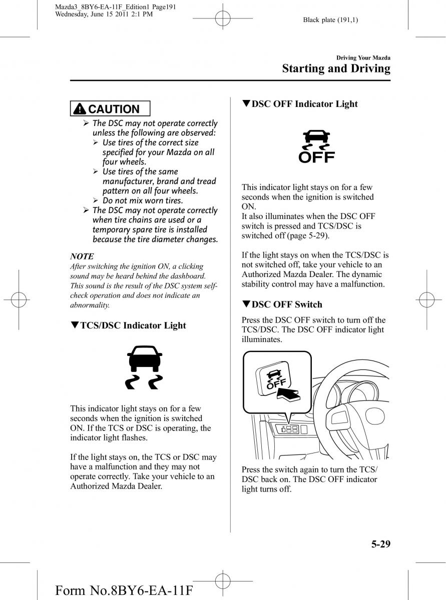 Mazda 3 II 2 owners manual / page 191