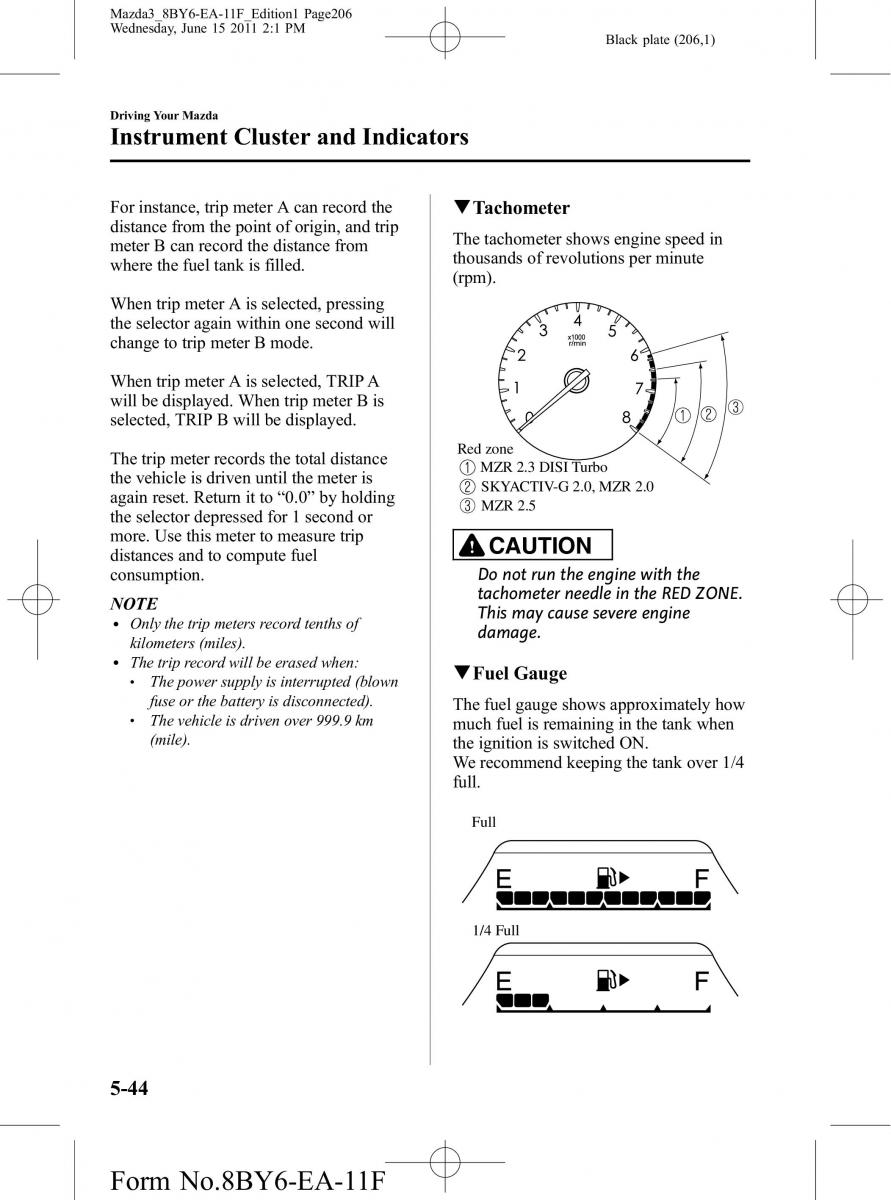 Mazda 3 II 2 owners manual / page 206