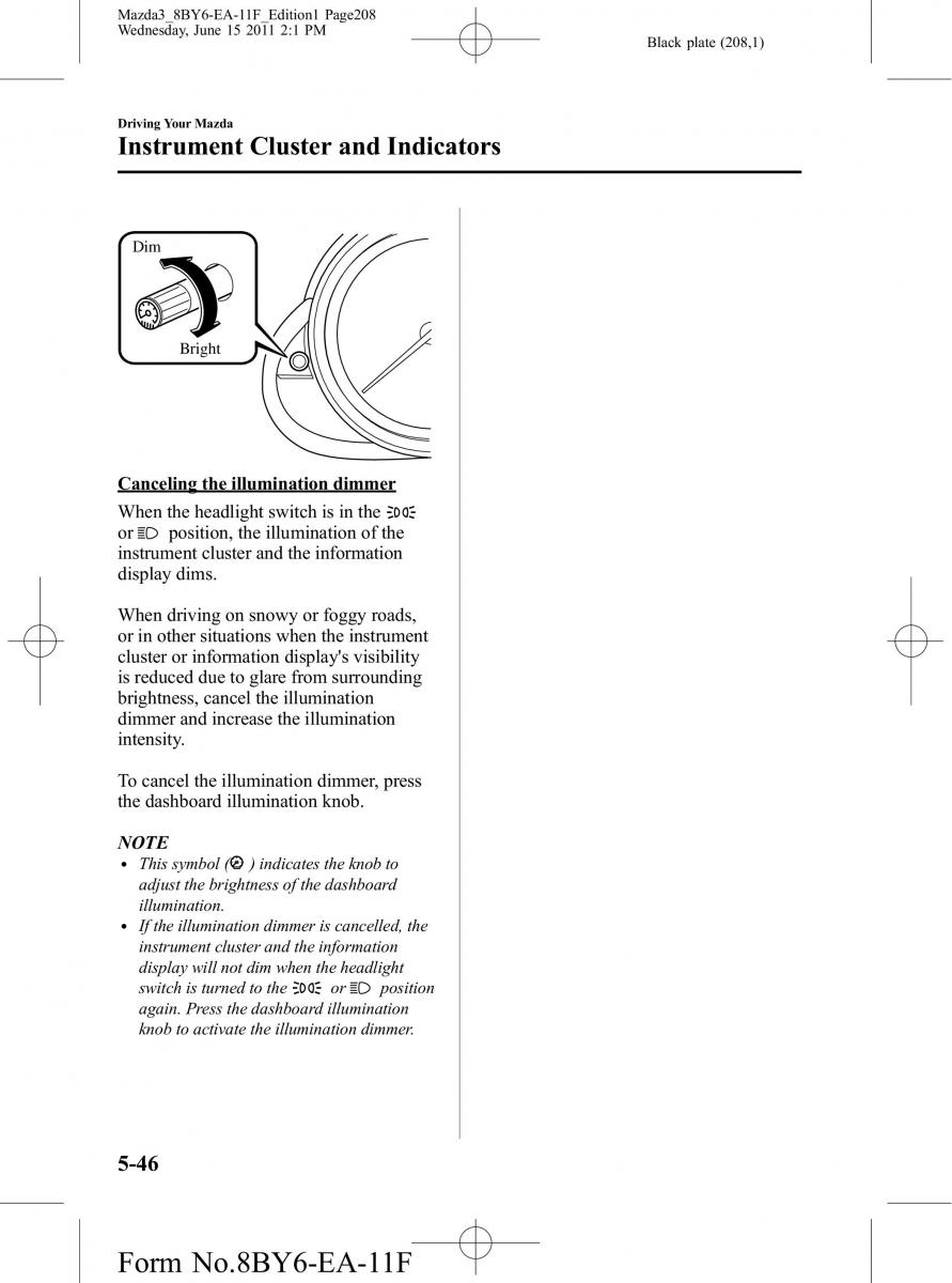 Mazda 3 II 2 owners manual / page 208