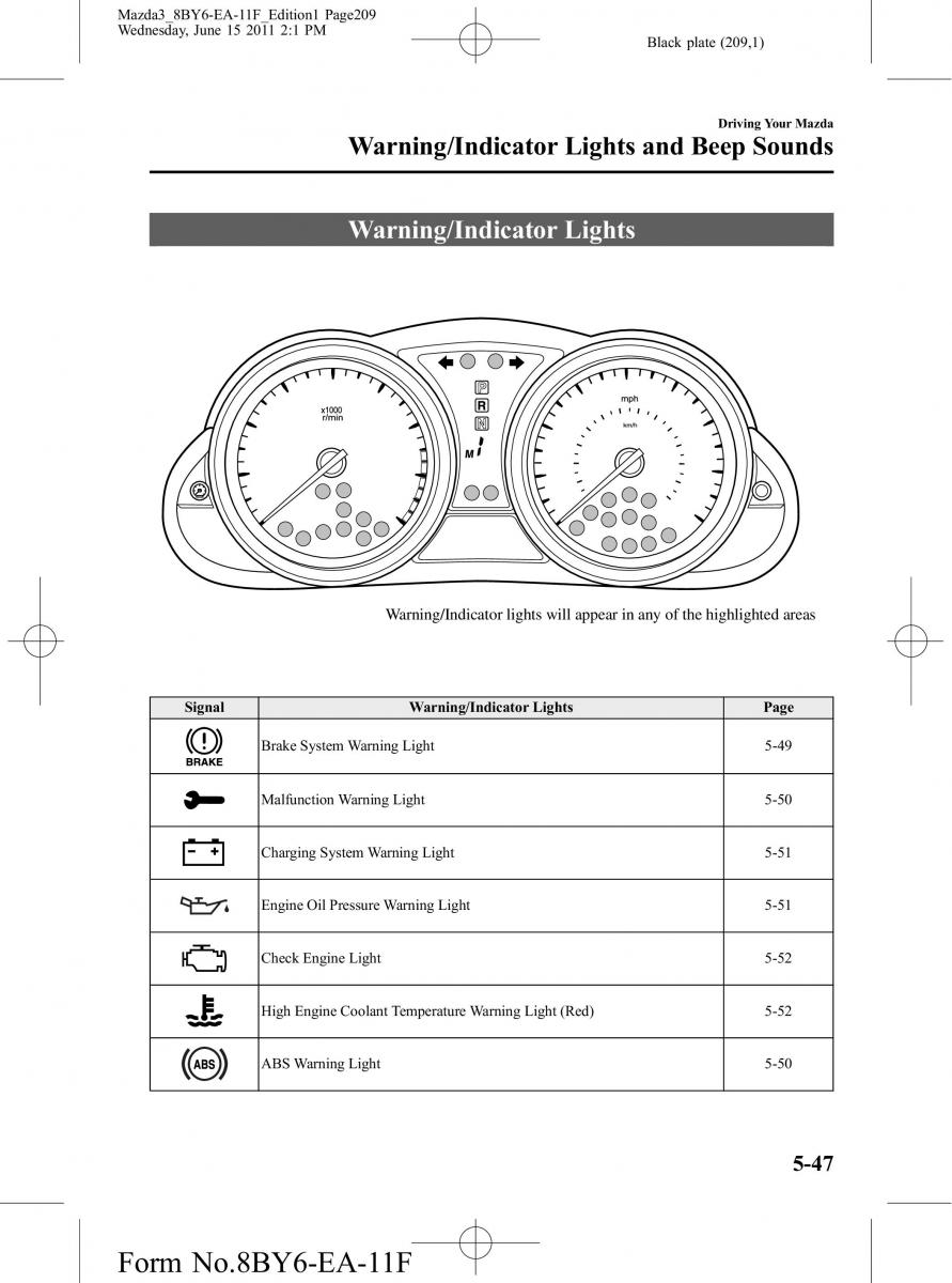 Mazda 3 II 2 owners manual / page 209