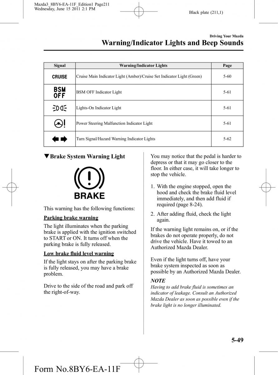 Mazda 3 II 2 owners manual / page 211