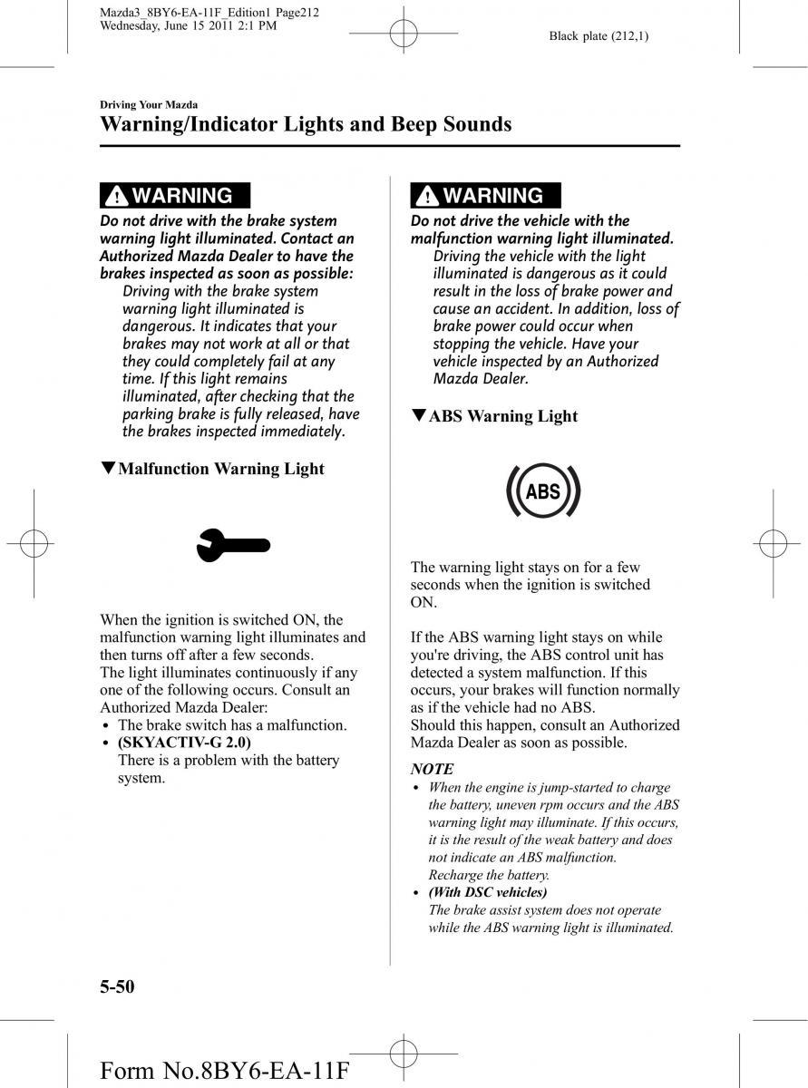 Mazda 3 II 2 owners manual / page 212