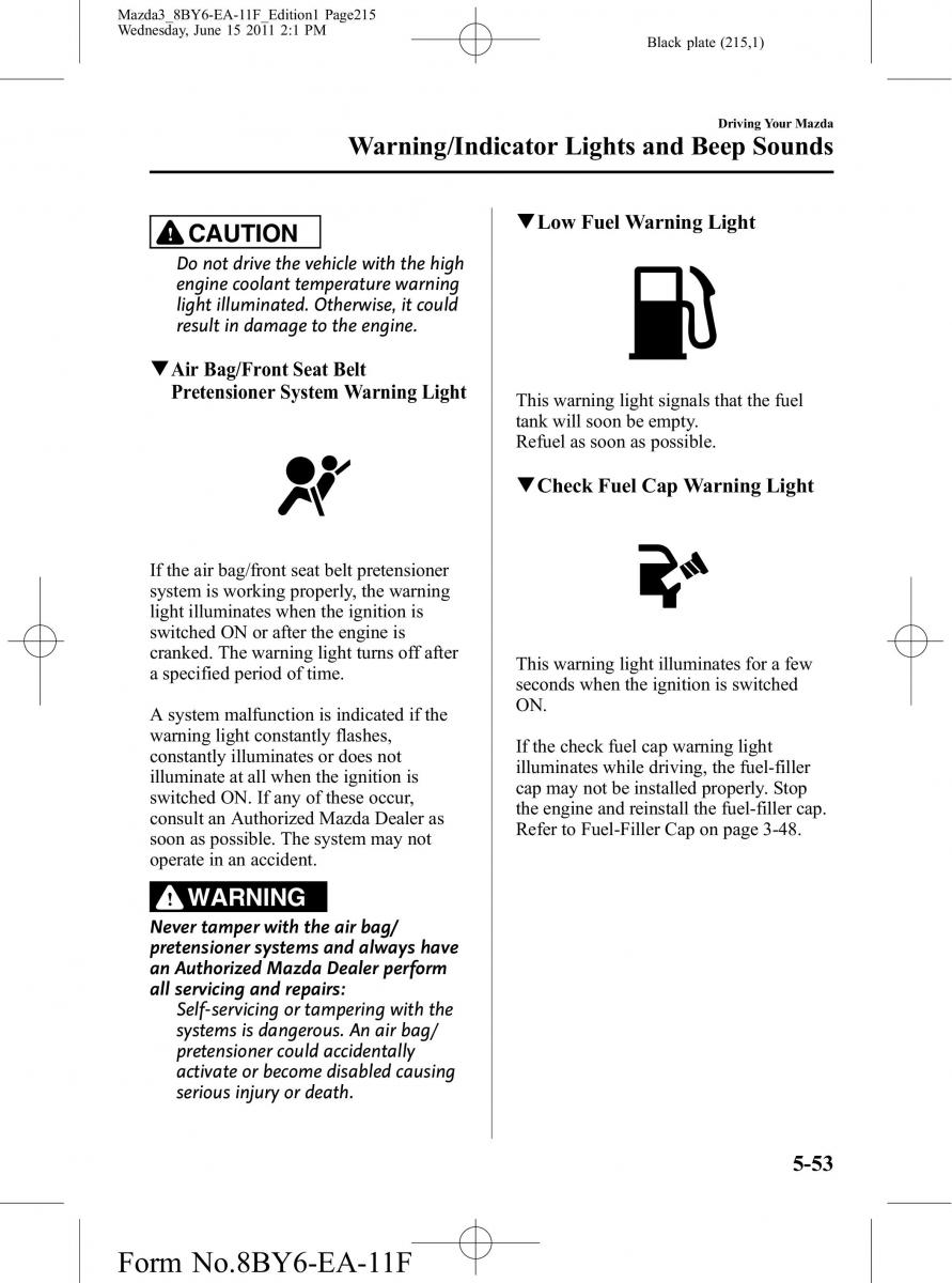 Mazda 3 II 2 owners manual / page 215