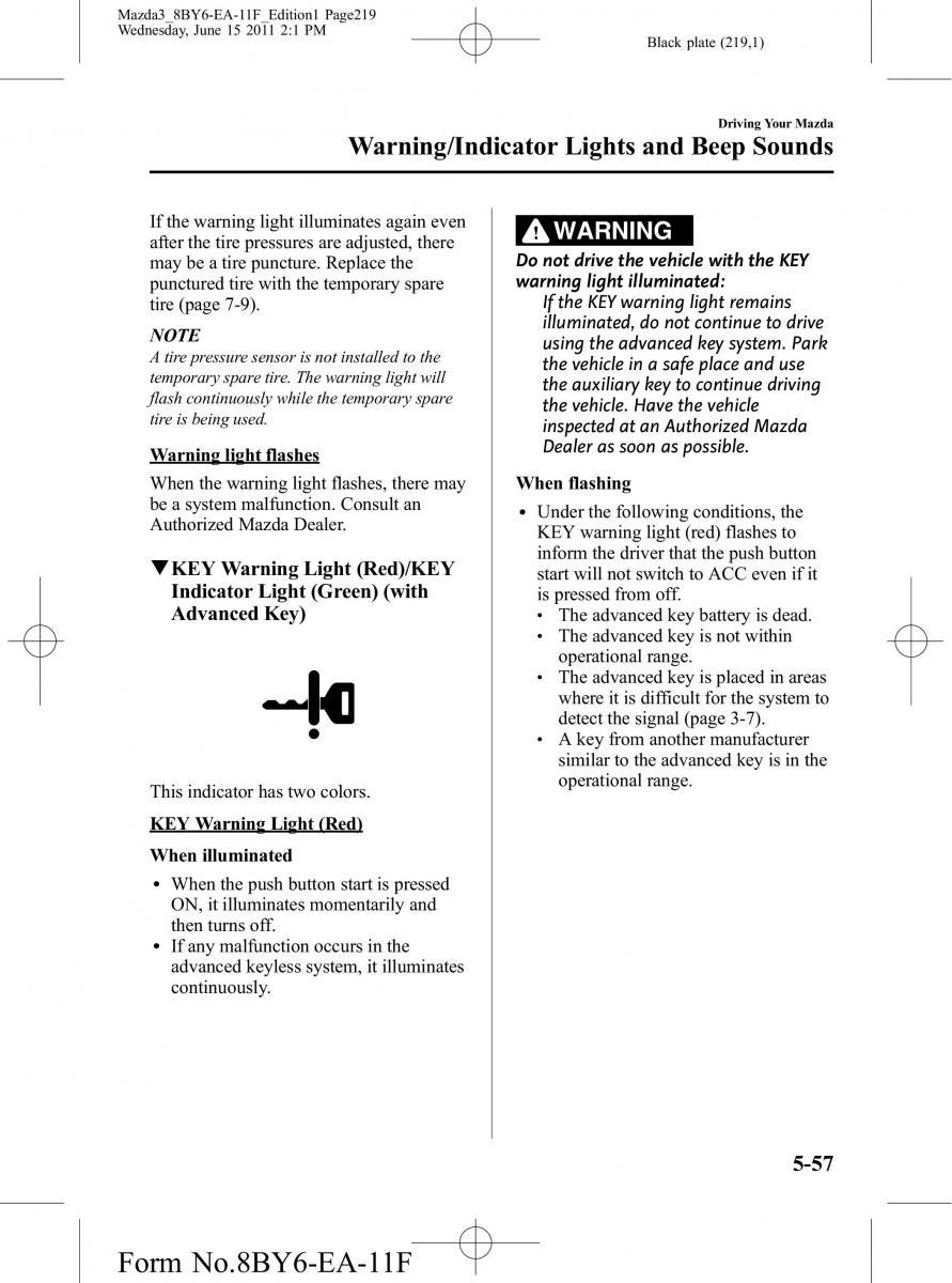 Mazda 3 II 2 owners manual / page 219