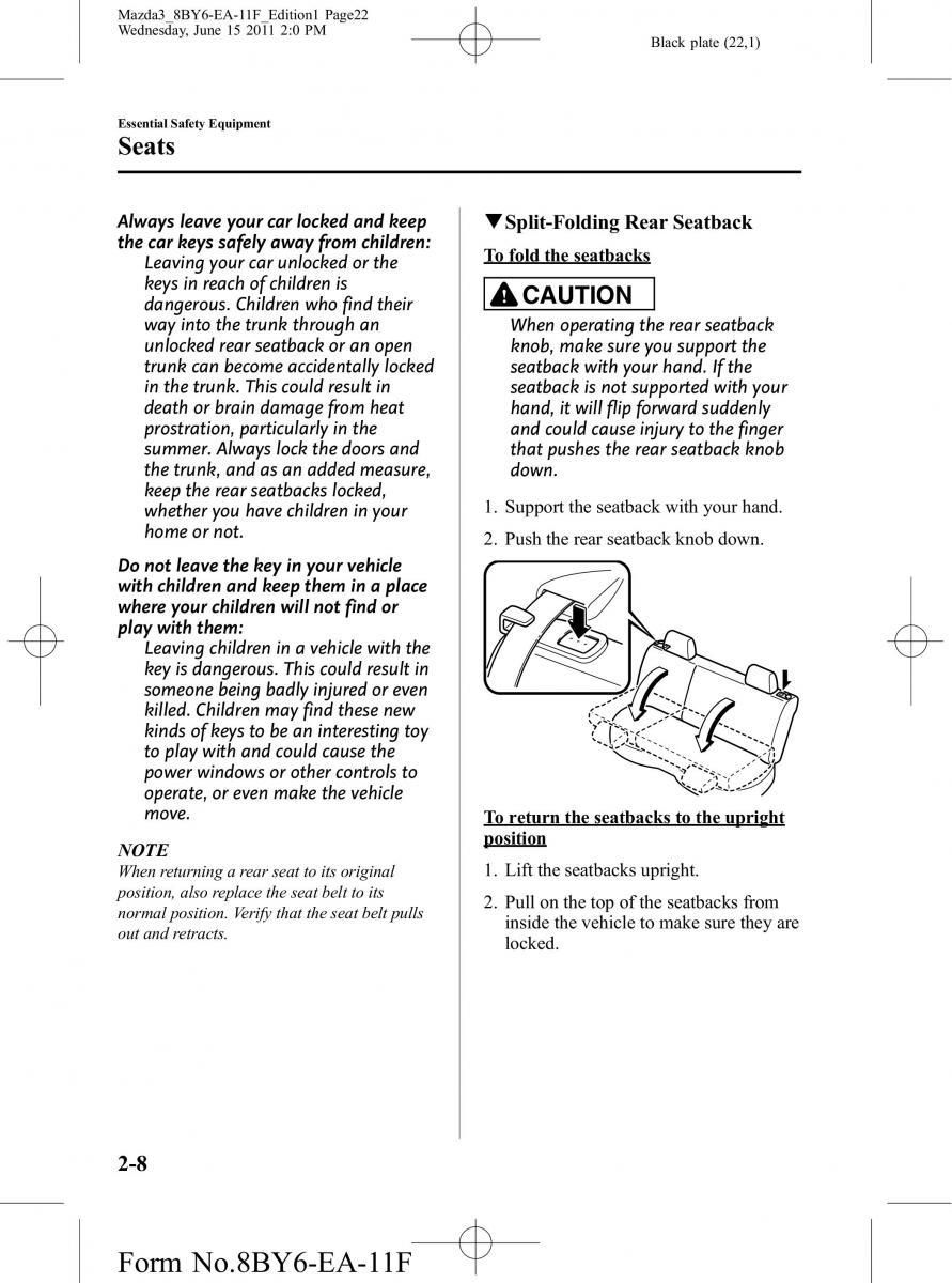 Mazda 3 II 2 owners manual / page 22