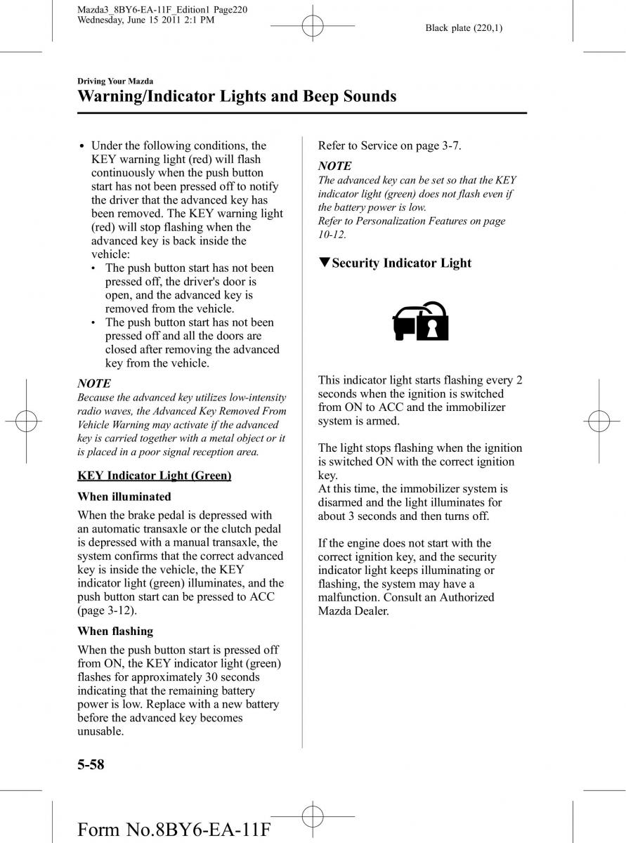 Mazda 3 II 2 owners manual / page 220