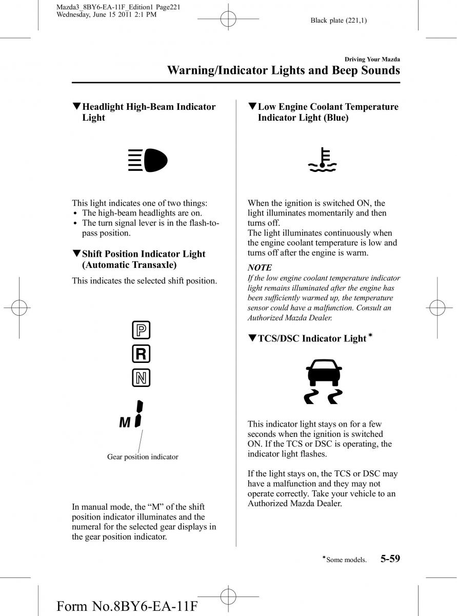 Mazda 3 II 2 owners manual / page 221