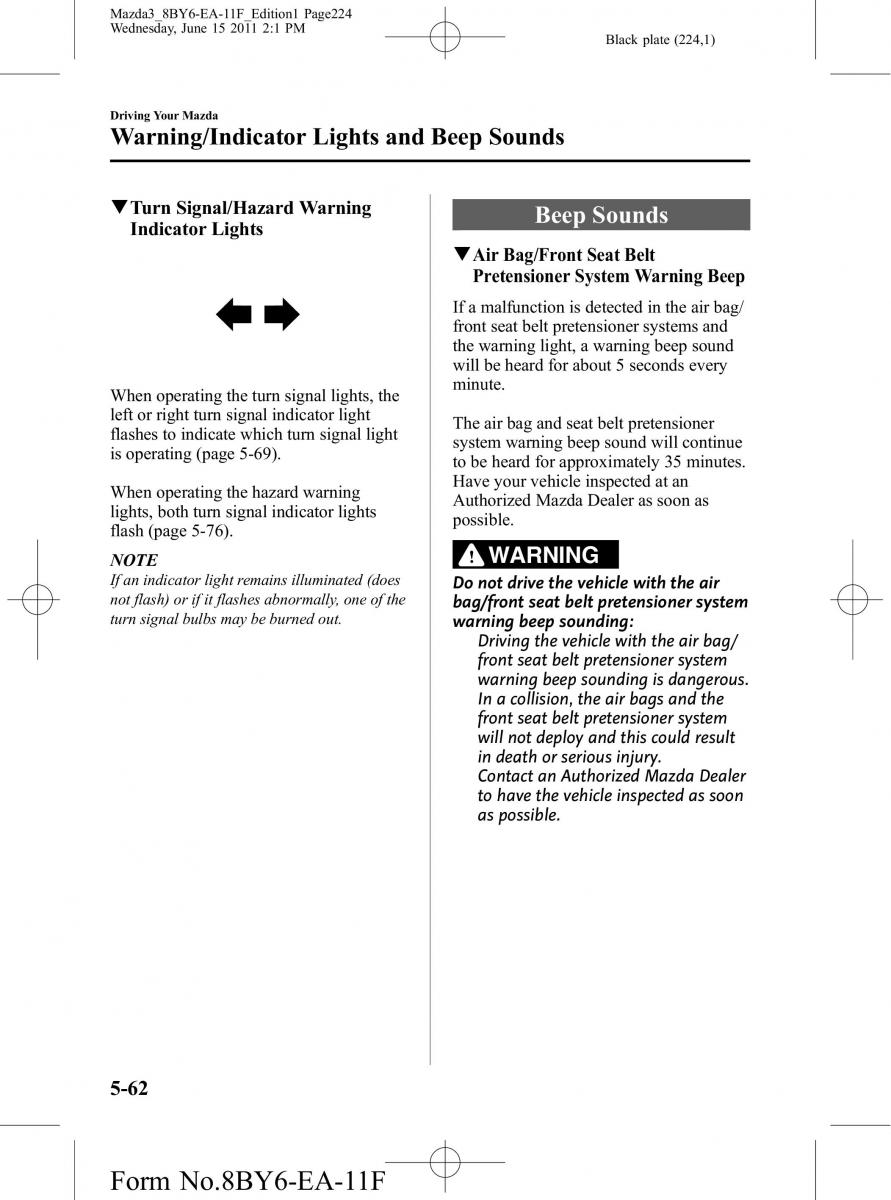 Mazda 3 II 2 owners manual / page 224