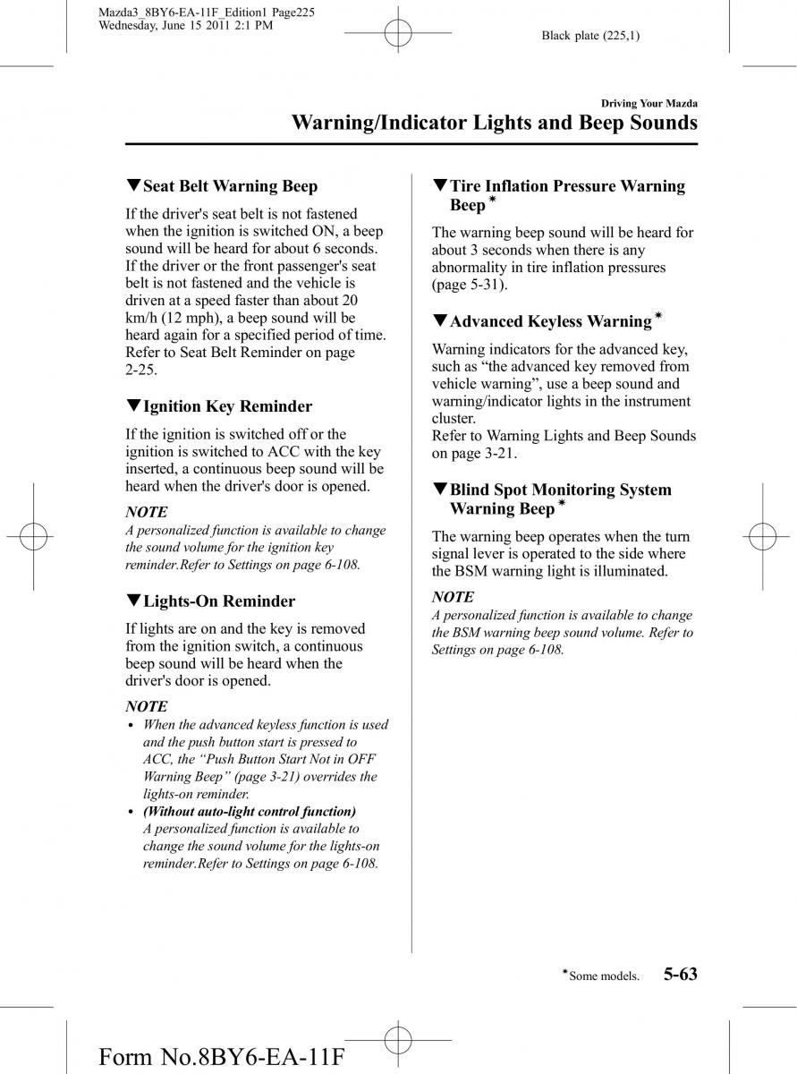 Mazda 3 II 2 owners manual / page 225