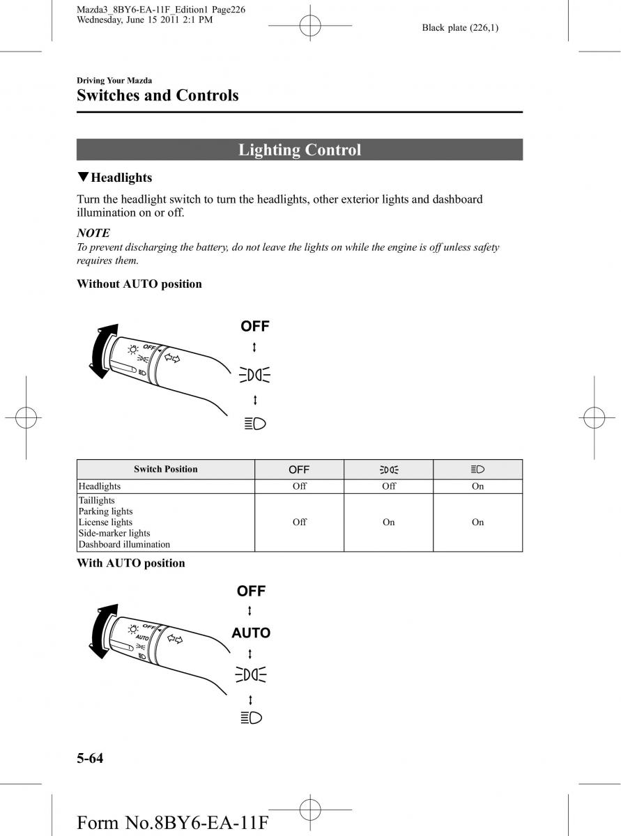 Mazda 3 II 2 owners manual / page 226