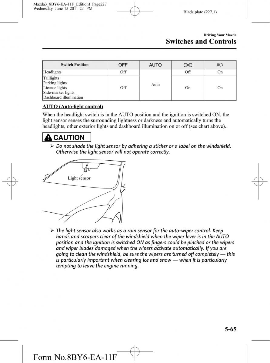 Mazda 3 II 2 owners manual / page 227