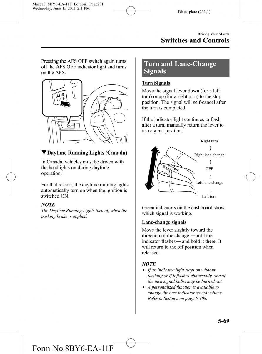 Mazda 3 II 2 owners manual / page 231