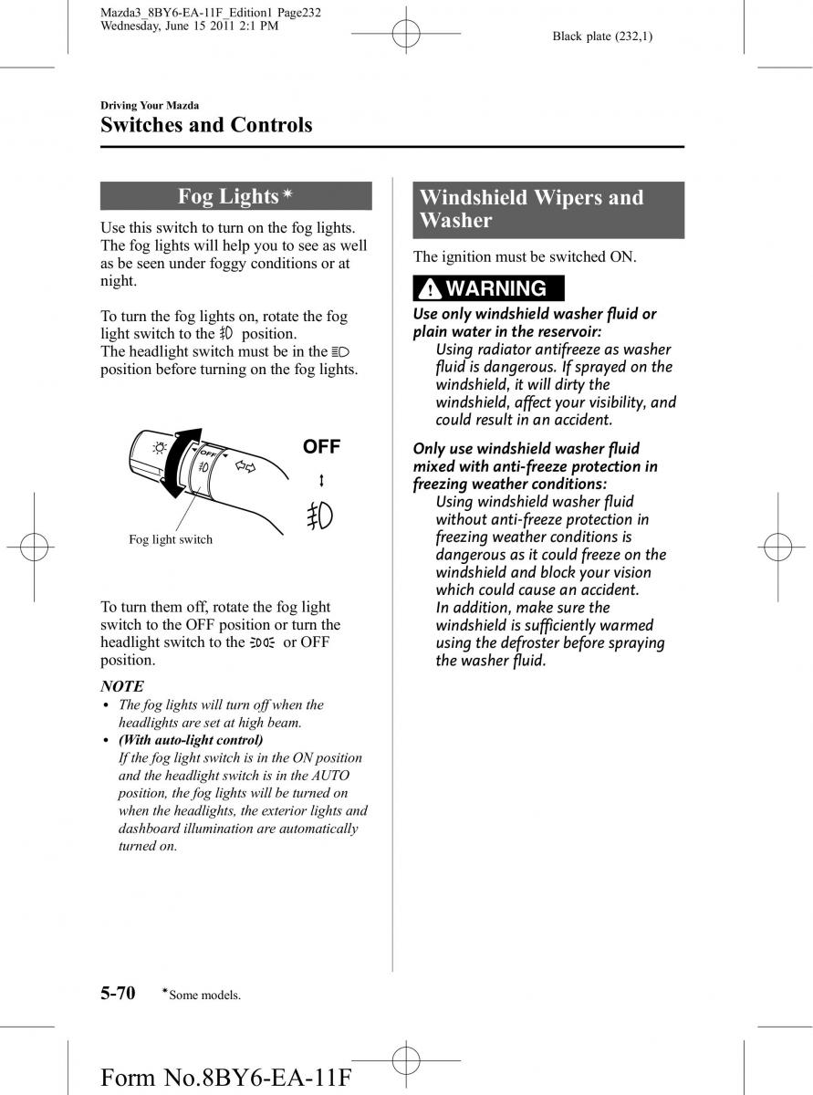 Mazda 3 II 2 owners manual / page 232