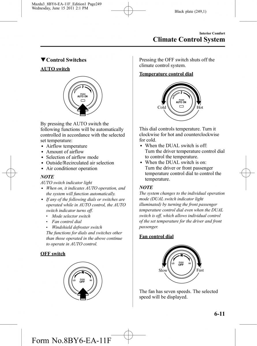 Mazda 3 II 2 owners manual / page 249