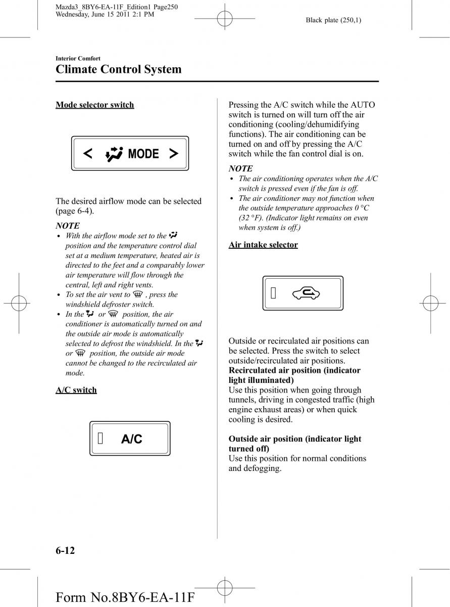 Mazda 3 II 2 owners manual / page 250