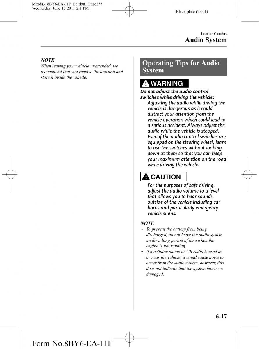 Mazda 3 II 2 owners manual / page 255