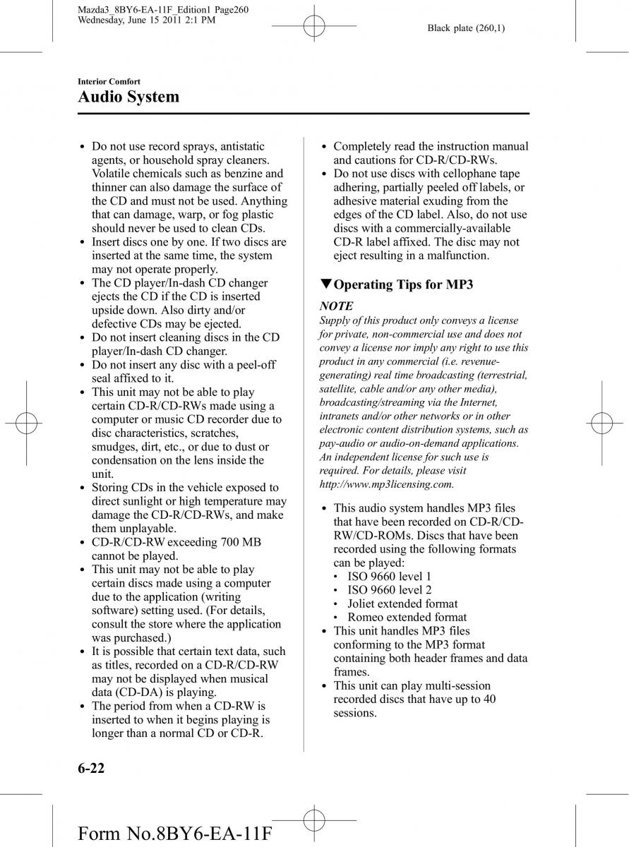 Mazda 3 II 2 owners manual / page 260