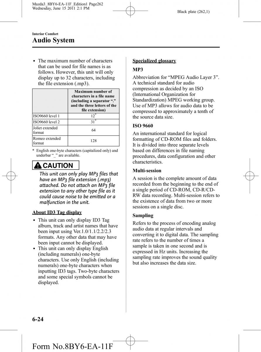 Mazda 3 II 2 owners manual / page 262