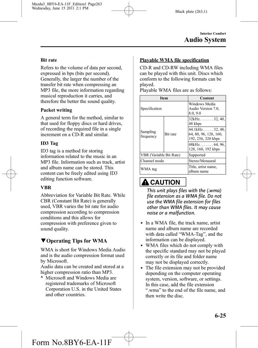 Mazda 3 II 2 owners manual / page 263