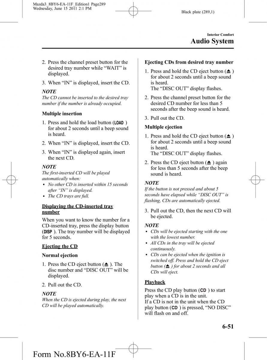 Mazda 3 II 2 owners manual / page 289