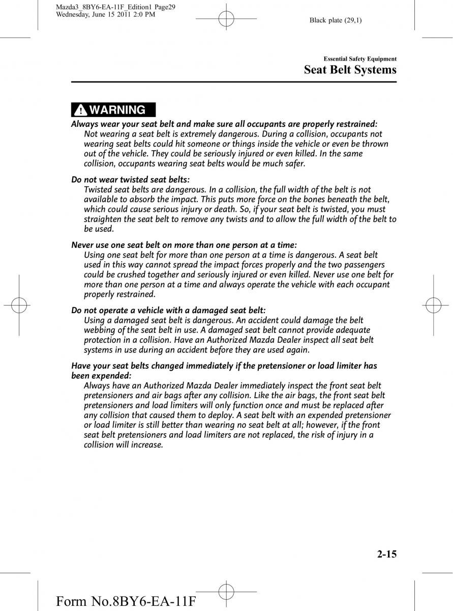 Mazda 3 II 2 owners manual / page 29