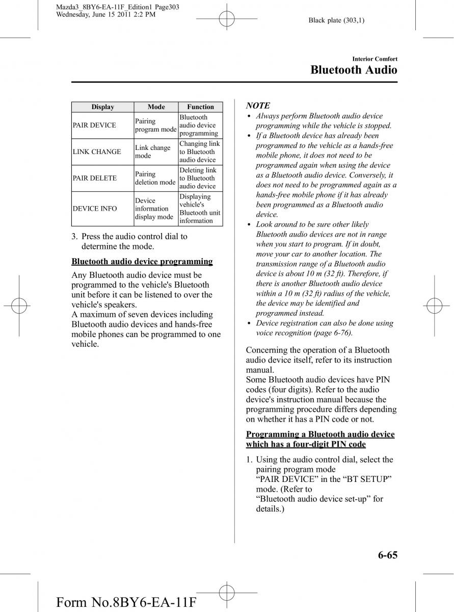 Mazda 3 II 2 owners manual / page 303