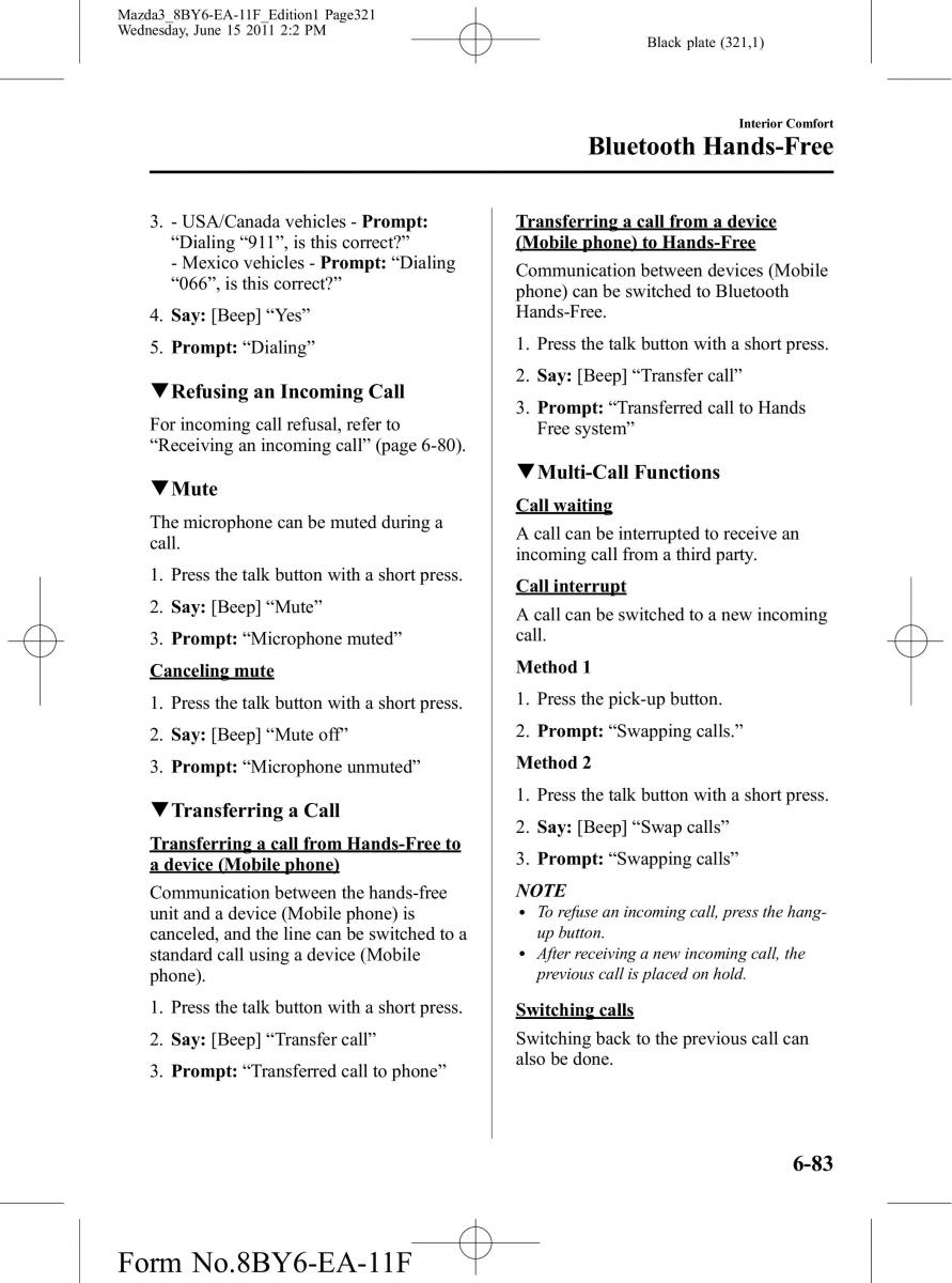 Mazda 3 II 2 owners manual / page 321