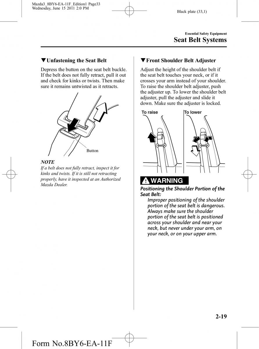 Mazda 3 II 2 owners manual / page 33