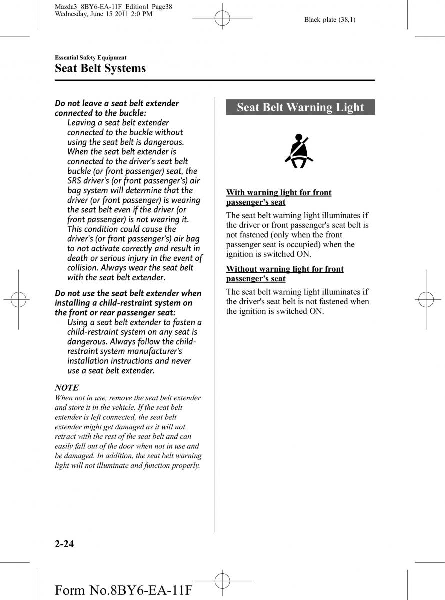 Mazda 3 II 2 owners manual / page 38