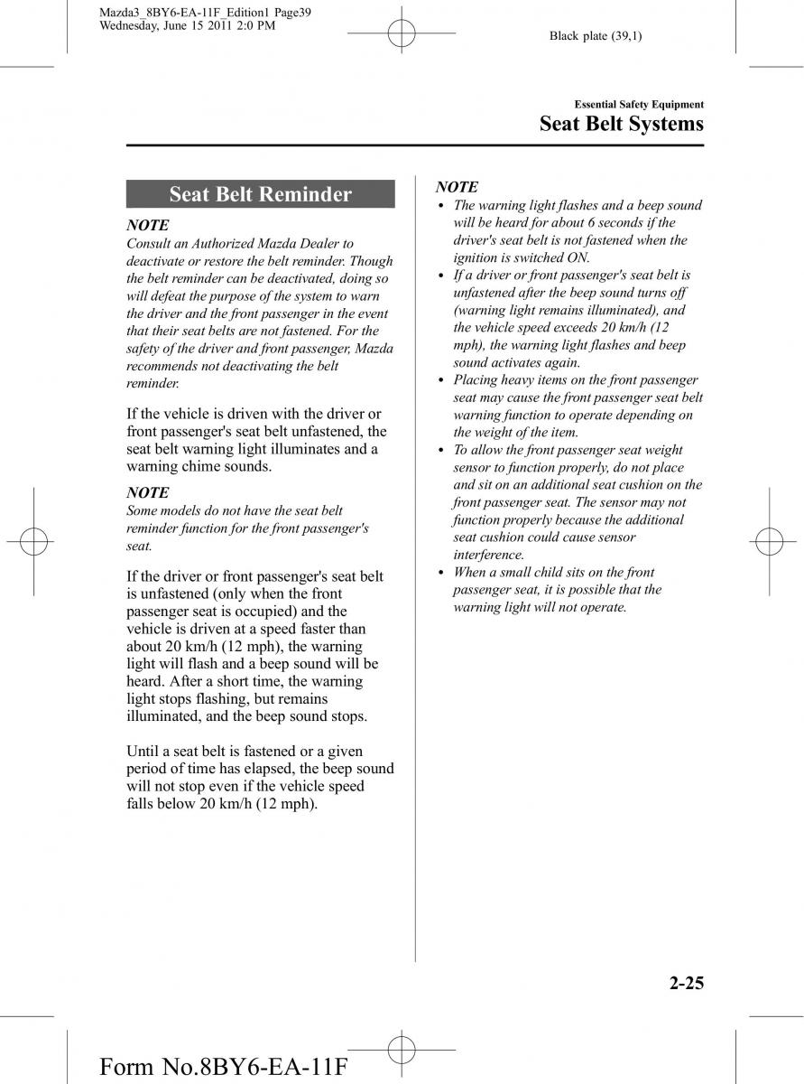 Mazda 3 II 2 owners manual / page 39