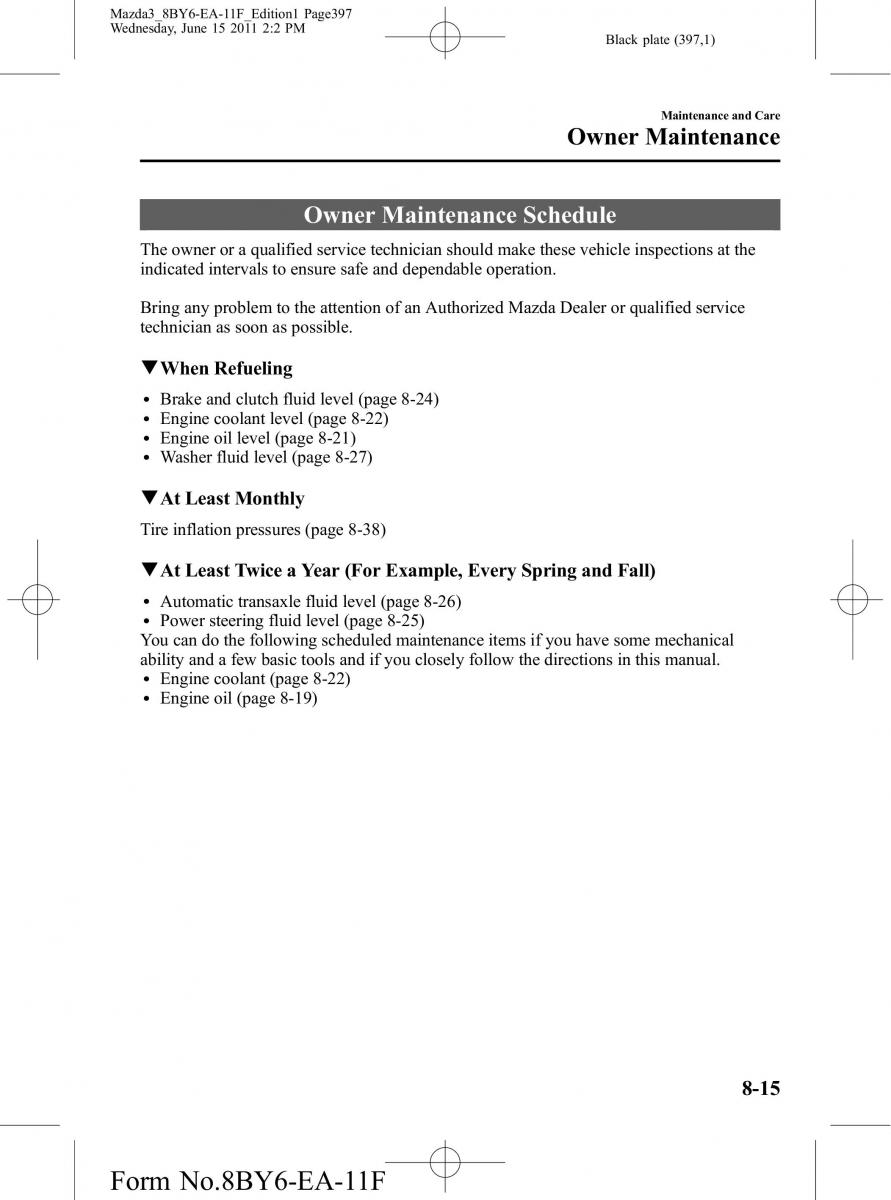 Mazda 3 II 2 owners manual / page 397