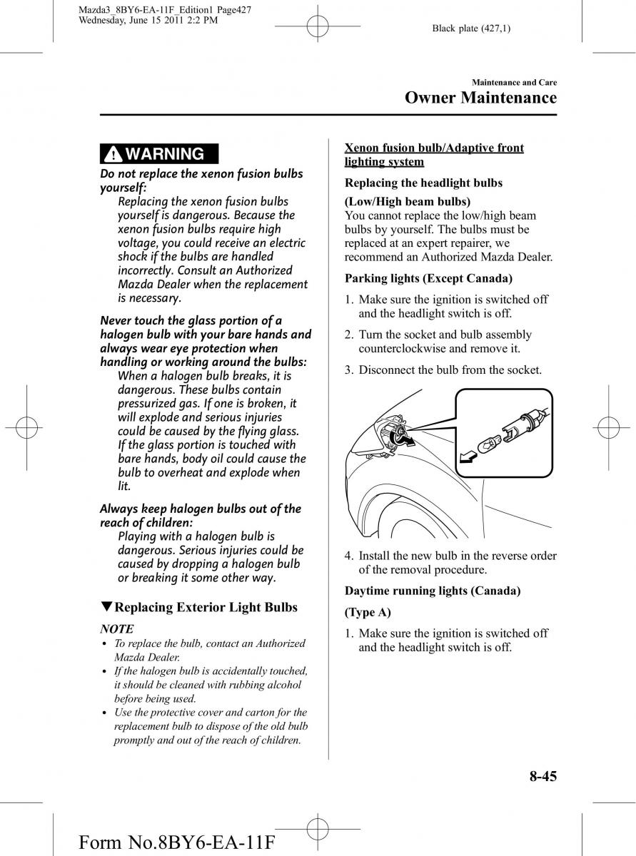 Mazda 3 II 2 owners manual / page 427