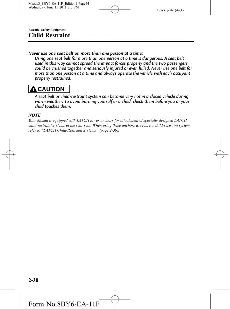 Mazda 3 II 2 owners manual / page 44