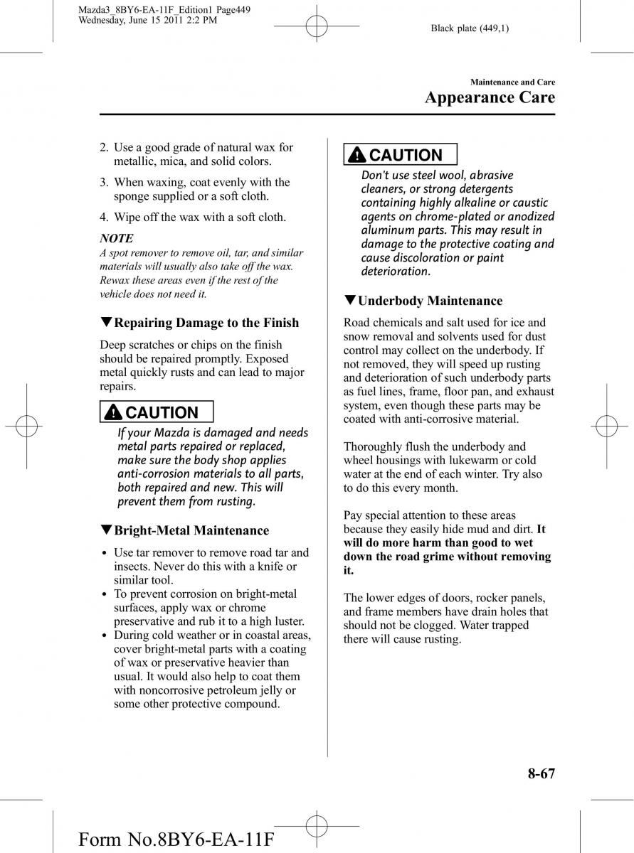 Mazda 3 II 2 owners manual / page 449