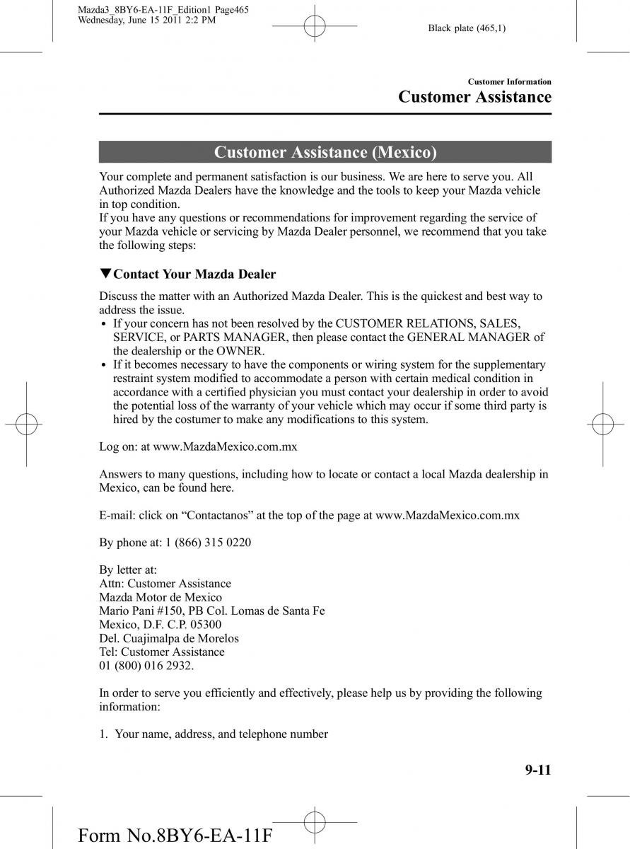 Mazda 3 II 2 owners manual / page 465