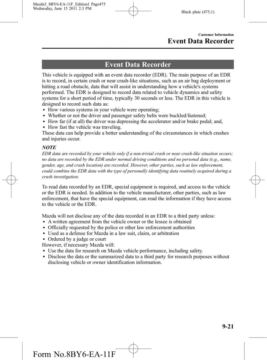 Mazda 3 II 2 owners manual / page 475