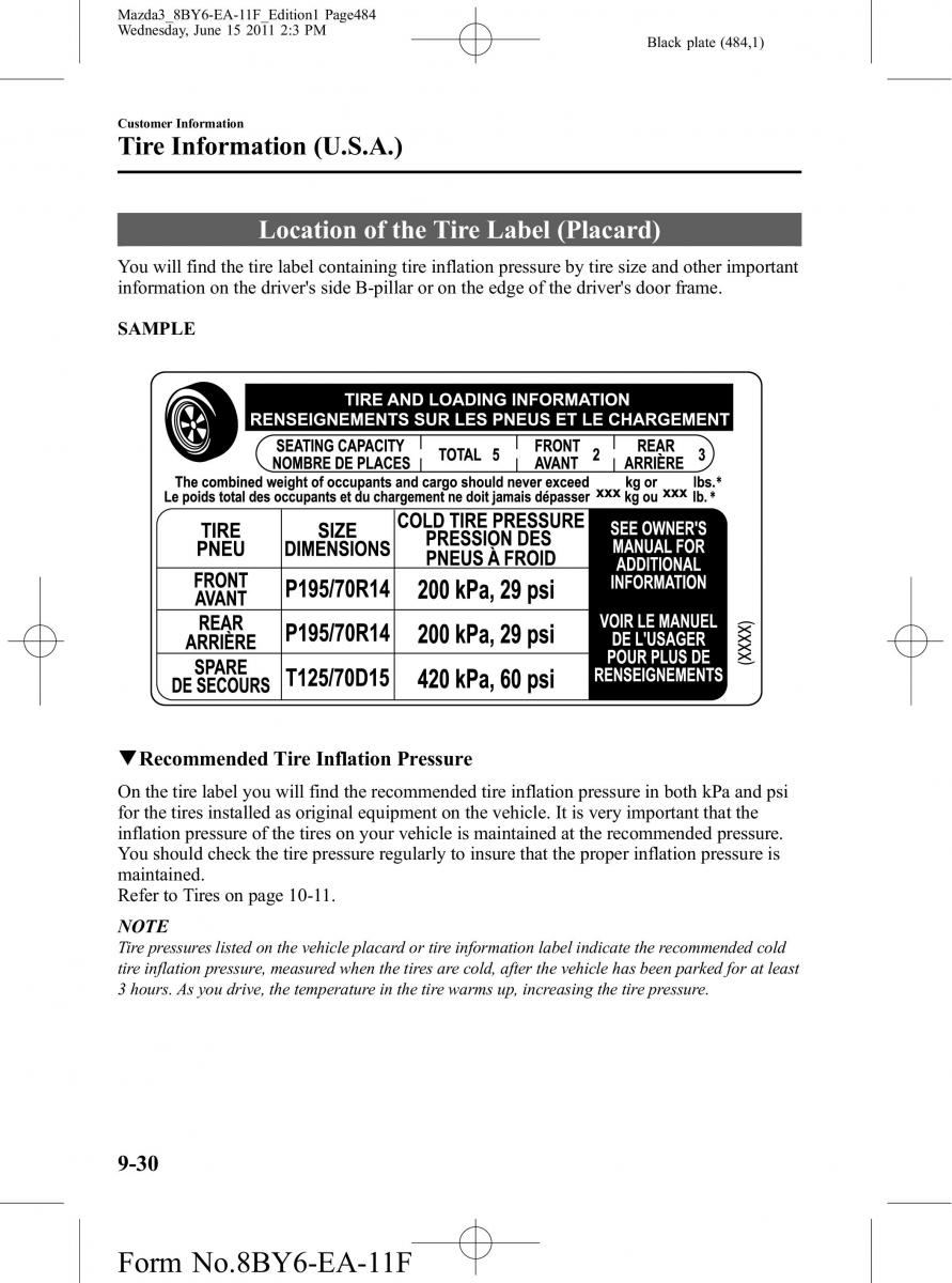 Mazda 3 II 2 owners manual / page 484