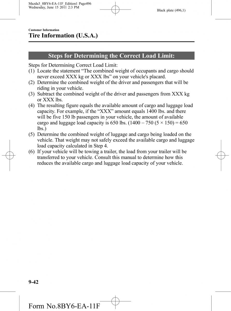 Mazda 3 II 2 owners manual / page 496