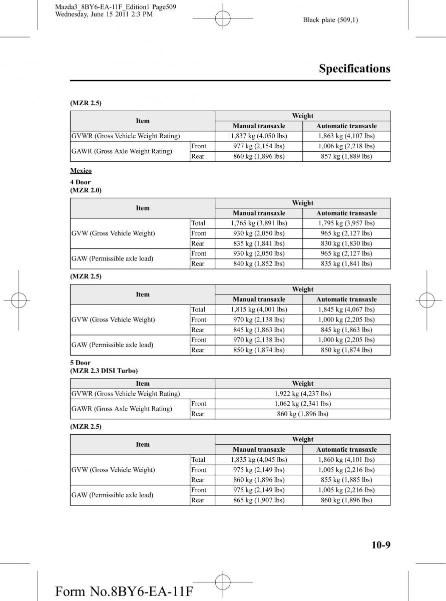 Mazda 3 II 2 owners manual / page 509