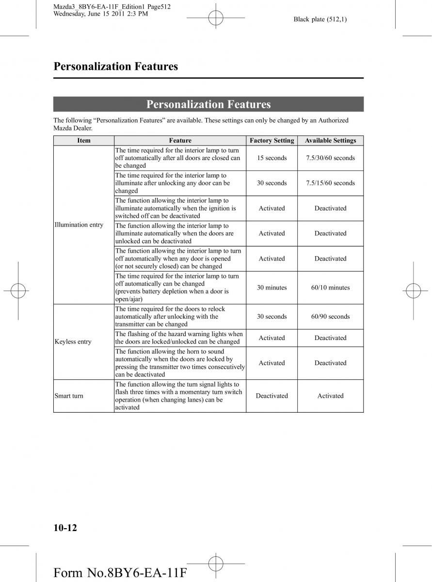 Mazda 3 II 2 owners manual / page 512