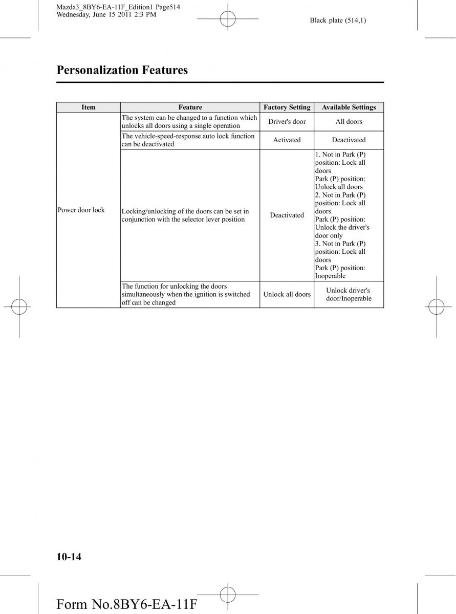 Mazda 3 II 2 owners manual / page 514