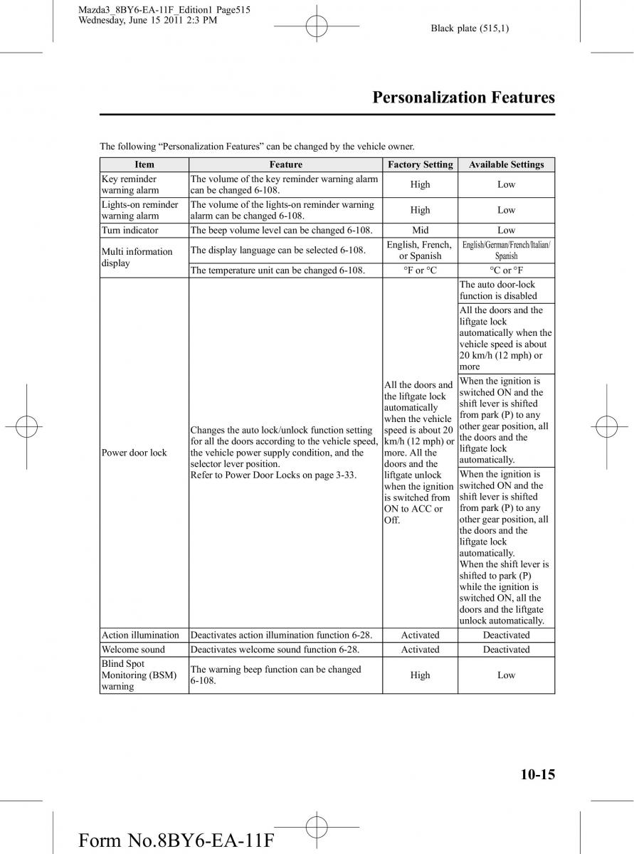 Mazda 3 II 2 owners manual / page 515