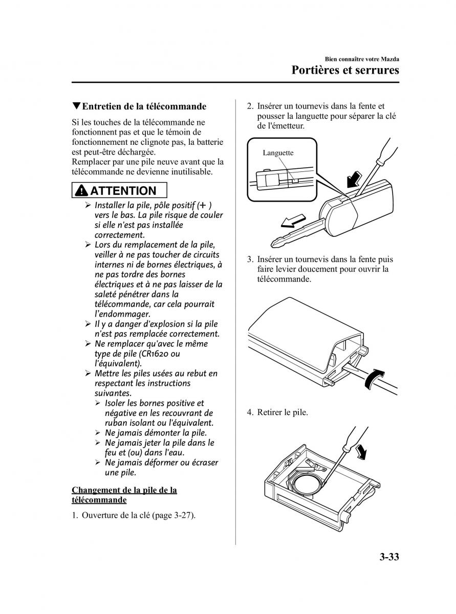 Mazda 3 II 2 manuel du proprietaire / page 122