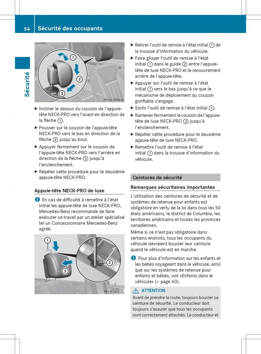 Mercedes Benz R Class manuel du proprietaire / page 56