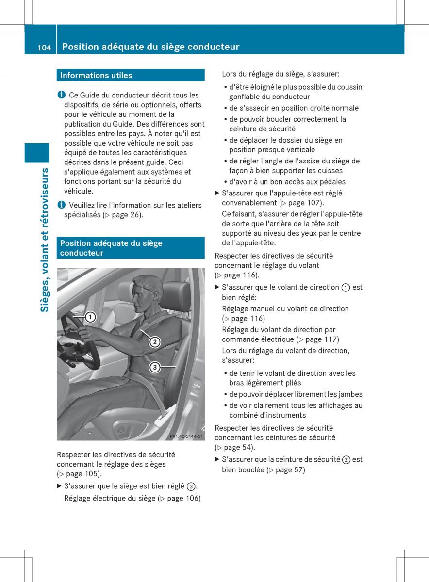 Mercedes Benz R Class manuel du proprietaire / page 106