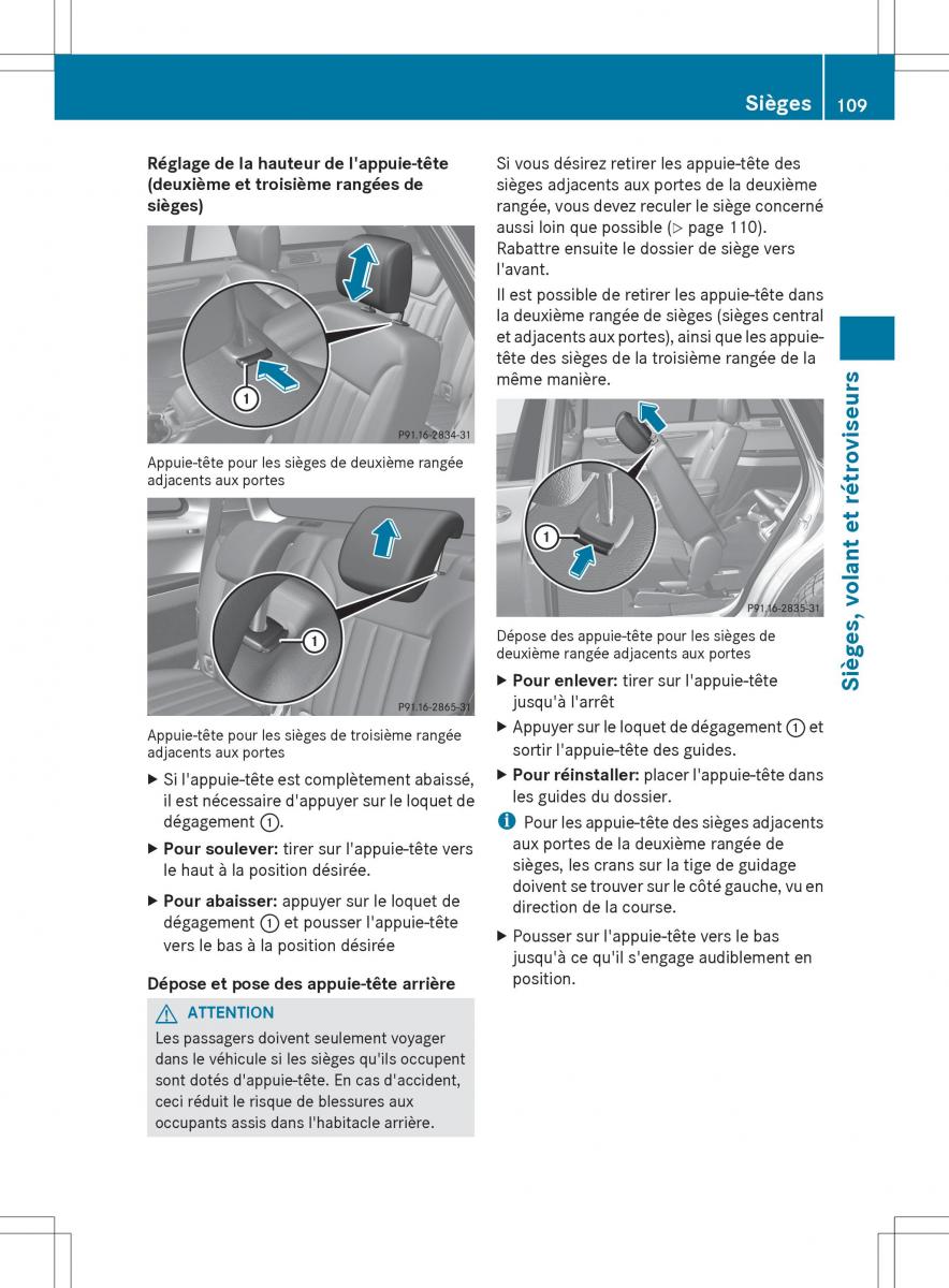 Mercedes Benz R Class manuel du proprietaire / page 111