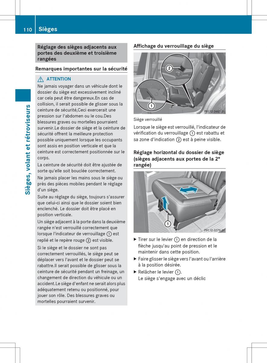 Mercedes Benz R Class manuel du proprietaire / page 112