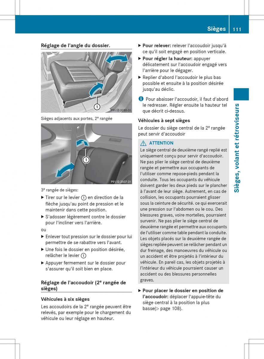 Mercedes Benz R Class manuel du proprietaire / page 113