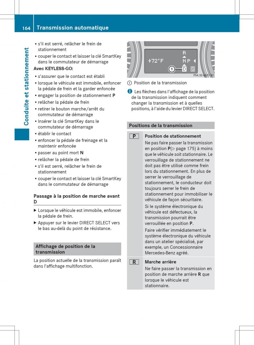 Mercedes Benz R Class manuel du proprietaire / page 166